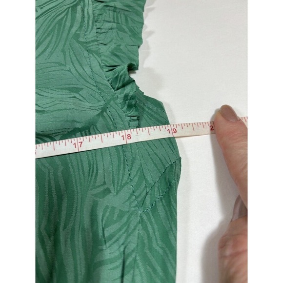 Current Air Anthropologie Zoey Smocked Dress Green Small Ruffled Pleated Print - Picture 5 of 10